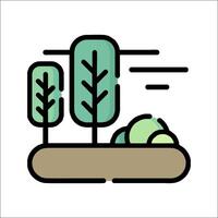 A line drawing of trees and bushes vector