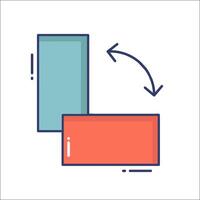 A red and blue box with an arrow pointing to it vector