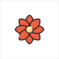 A red flower with yellow center on a white background vector