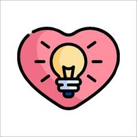 A pink heart with a light bulb inside it vector