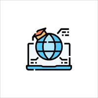 The globe and graduation cap icon vector