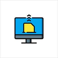 A computer monitor with a yellow file icon vector