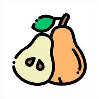 A pear and a pear are shown in a cartoon style vector