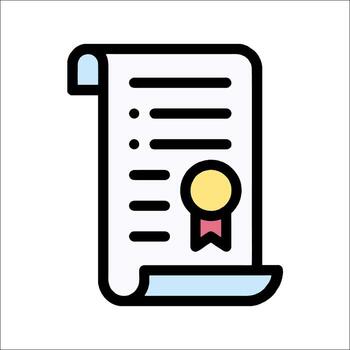 A certificate icon with a ribbon on it vector