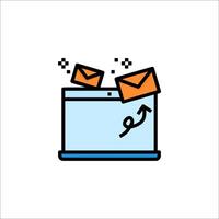 Email icon with a computer screen and a mail envelope vector