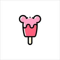 Pink ice cream popsicle with a pink bear on it vector