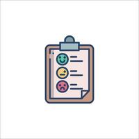 A clipboard with a checklist and four different colored icons vector