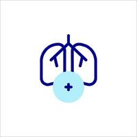 Lungs and lungs icon, blue line vector