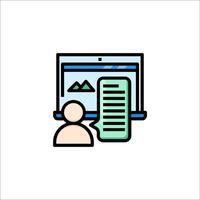 A person is looking at a computer screen with a document vector