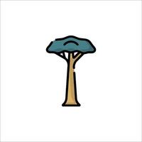 A cartoon tree with a blue top and a brown bottom vector