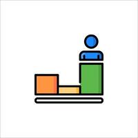 A man standing on a bar graph icon vector