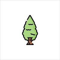 A tree icon in a line drawing vector