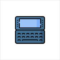 A blue laptop computer icon on a white background vector