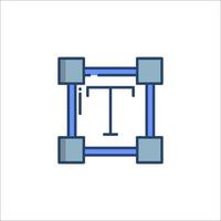 A blue square with a letter t on it vector