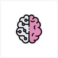 A brain icon with a pink and blue color scheme vector