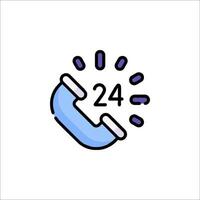 A phone icon with the number 24 and a clock vector