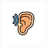 An ear icon with a sound wave coming out of it vector