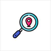 Magnifying icon with location marker illustration vector