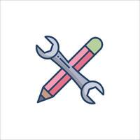 Two wrenches and pencil icon on white background vector