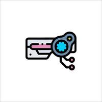 A computer keyboard icon with a blue and pink color vector