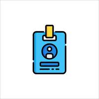 A blue and yellow badge icon with a clip vector