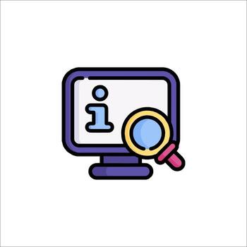 A computer monitor with a magnifying glass icon vector