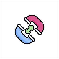 A colorful link icon with a green arrow vector