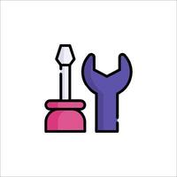 A purple wrench and a purple bottle with a wren vector