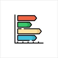 A colorful line icon of a bar graph vector