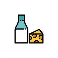 A bottle of milk and a piece of cheese vector