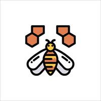 A bee with a honeycomb on it vector