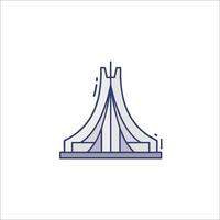 A line drawing of a building with a large tower vector