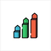 A colorful graph chart with three different colors vector