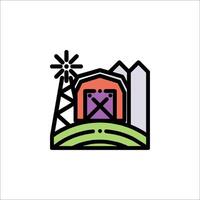A farm with a windmill and a barn vector