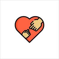 A heart with two hands holding each other vector
