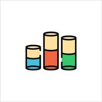A line drawing of three different colored cylinders vector