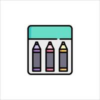 Crayons in a box icon illustration vector