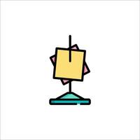 A post it note on a stand with a pen vector