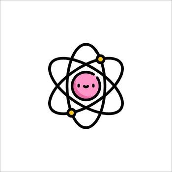 An atom with a smiley face on it vector