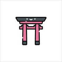 A pink tori gate with a smiley face vector