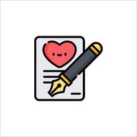 A pen and a heart icon on a paper vector