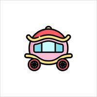 A pink carriage with a red roof on it vector