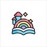 A rainbow and castle icon with a star on top vector