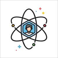 An icon of a person in an atom vector