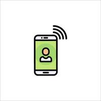 A phone with a person on it and a wifi icon vector