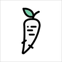 A carrot icon with a green leaf on it vector