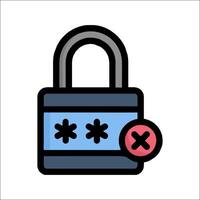 An icon of a lock with a cross through it vector