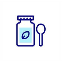 A jar with a spoon and a leaf icon vector