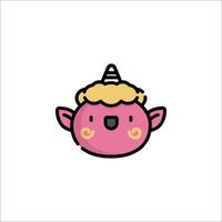 A cute pink unicorn with a crown on its head vector