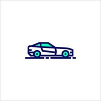 A car icon with a blue and green outline vector